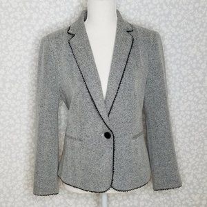 Ann Taylor Chevron Tweed Blazer // 12 / Black & White